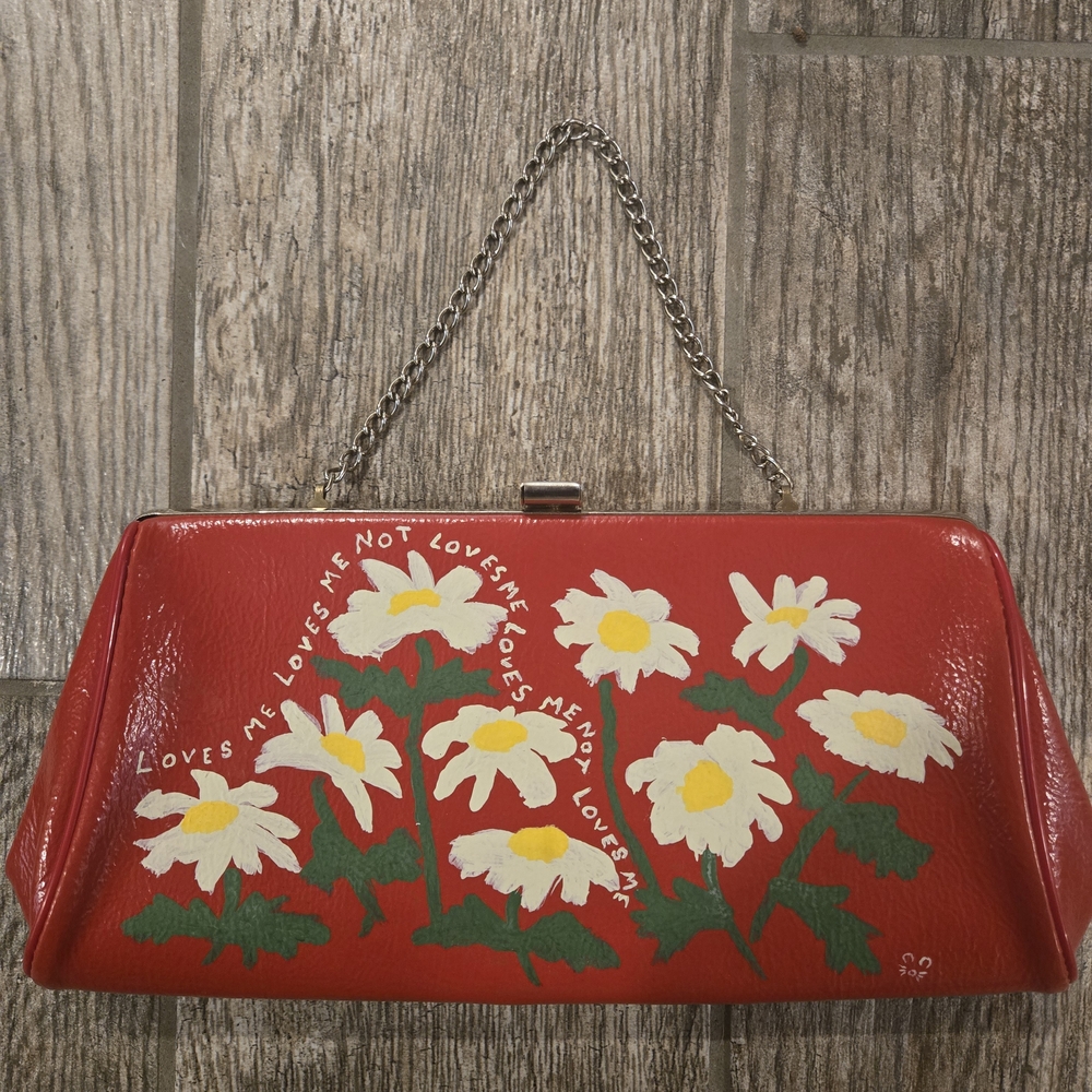Red Floral Chain Clutch